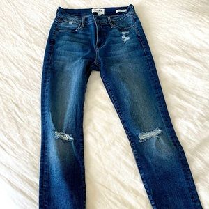Frame designer jeans Le High Skinny size 26 ripped denim wash